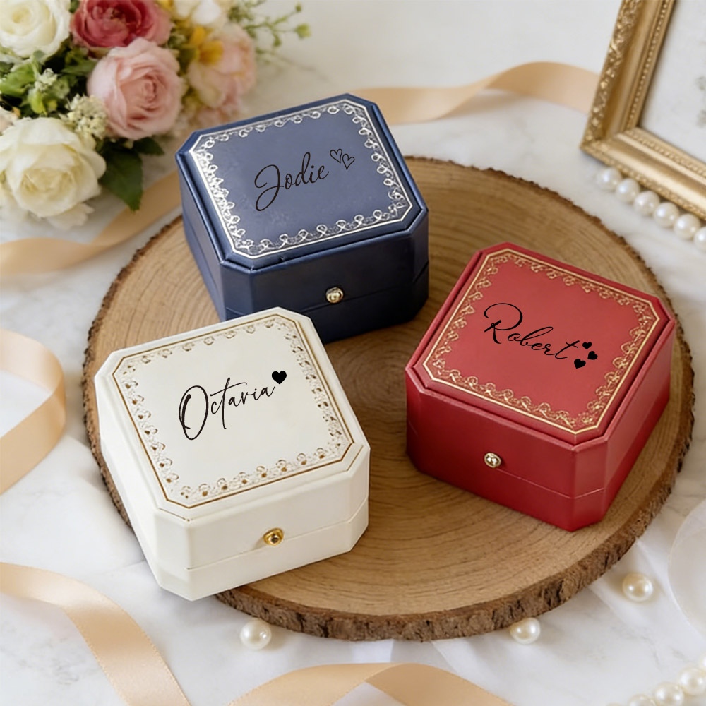 Personalized Faux Leather Ring - Velvet Jewelry Box ulasan dan harga