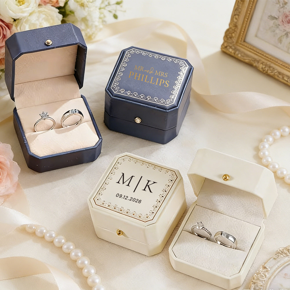 Personalized Faux Leather Ring - Velvet Jewelry Box ulasan dan harga
