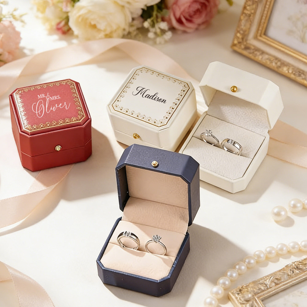 Personalized Faux Leather Ring - Velvet Jewelry Box ulasan dan harga