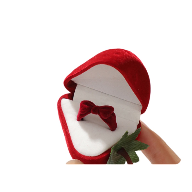 Cute Strawberry Ring Box Straw - Velvet Jewelry Box ulasan dan harga