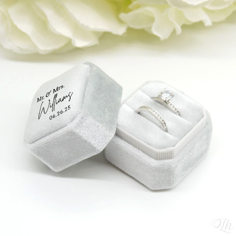 Personalized Wedding Ring Box  - Velvet Jewelry Box ulasan dan harga