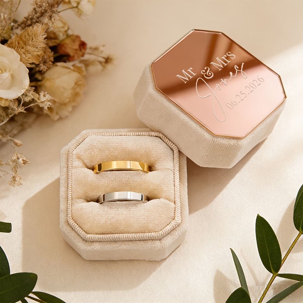 Personalized Octagon Velvet Ri - Velvet Jewelry Box ulasan dan harga