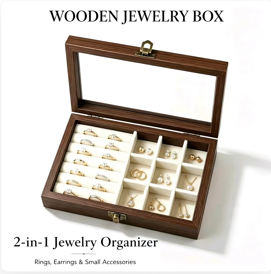 Bedroom Desktop Walnut Pattern - Velvet Jewelry Box ulasan dan harga