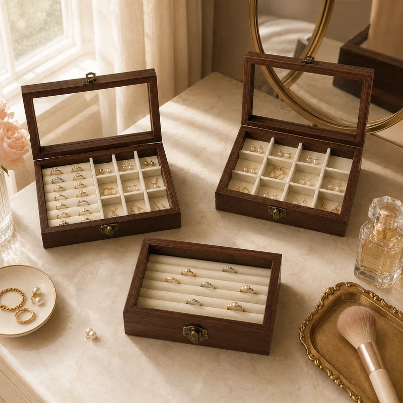 Bedroom Desktop Walnut Pattern - Velvet Jewelry Box ulasan dan harga