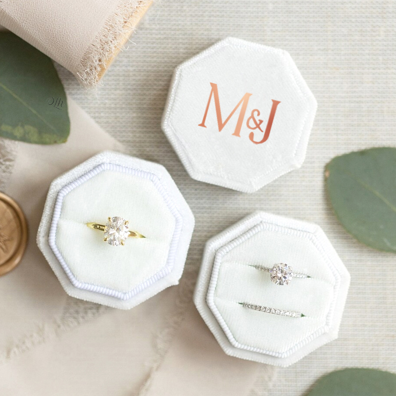 Custom Wedding Rings Box One T - Velvet Jewelry Box ulasan dan harga