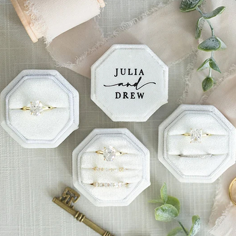 Custom Wedding Rings Box One T - Velvet Jewelry Box ulasan dan harga